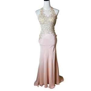 Clarisse Blush Beaded Mermaid Gown | Size 5/6 Altered to XS | Prom Hoco Pageant